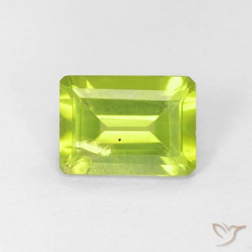 1.12ct Натуральный Ярко-зеленый Перидот, Изумрудная огранка, VS-SI