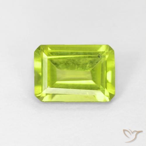 1.02ct Натуральный Ярко-зеленый Перидот, Изумрудная огранка, VS-SI