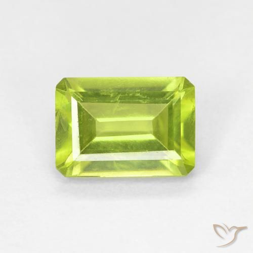 1.05ct Натуральный Средний зеленый Перидот, Изумрудная огранка, VS-SI