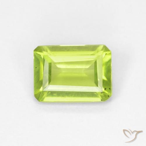 0.97ct Натуральный Средний зеленый Перидот, Изумрудная огранка, VS-SI