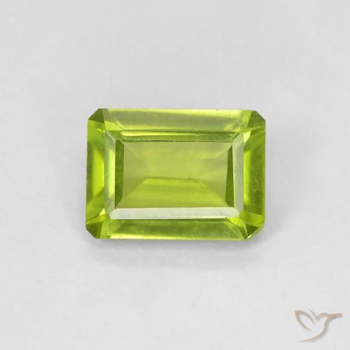 1.07ct Натуральный Ярко-зеленый Перидот, Изумрудная огранка, Чистота VS