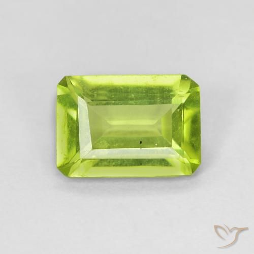 0.90ct Натуральный Живой желтовато-зеленый Перидот, Изумрудная огранка, VS-SI