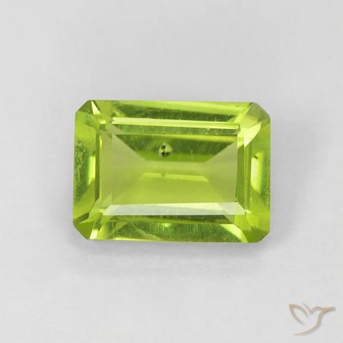 1.09ct Натуральный Ярко-зеленый Перидот, Изумрудная огранка, Чистота VS