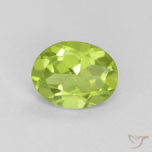 1.10ct Натуральный Средний зеленый Перидот, Овал, Чистота VS