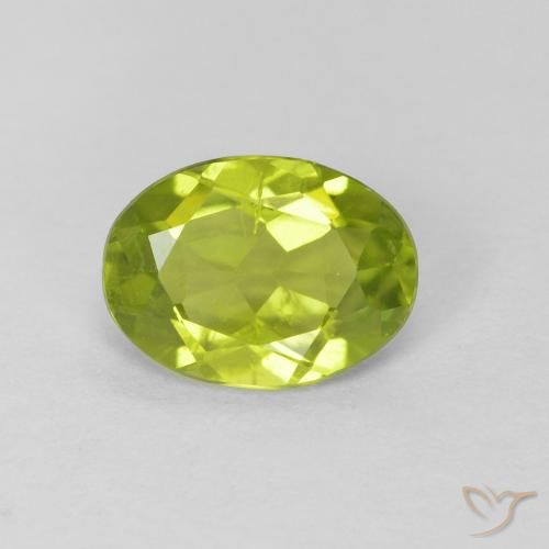 1.08ct Натуральный Живой желтовато-зеленый Перидот, Овал, Чистота VS