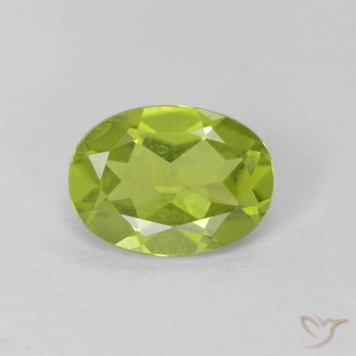 1.08ct Натуральный Ярко-зеленый Перидот, Овал, Чистота VS