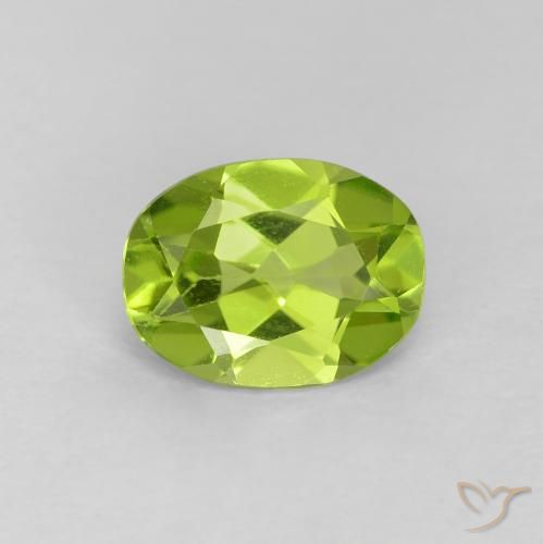 0.97ct Натуральный Ярко-зеленый Перидот, Овал, VVS-VS