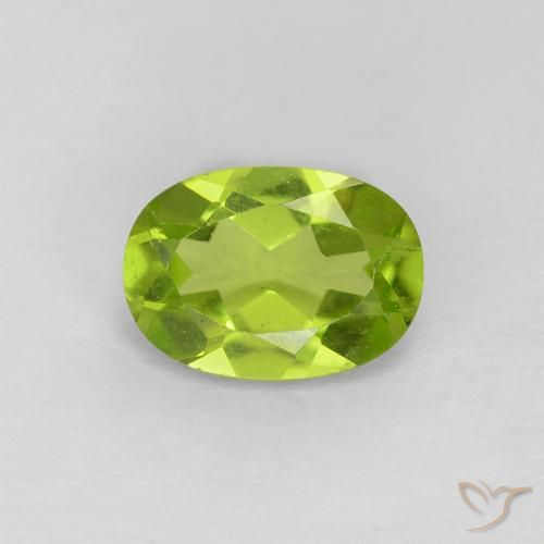 0.83ct Натуральный Ярко-зеленый Перидот, Овал, VVS-VS