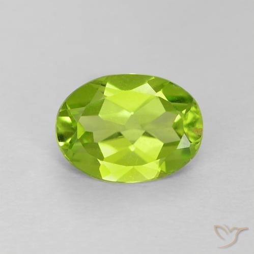 1.10ct Натуральный Средний зеленый Перидот, Овал, VVS-VS