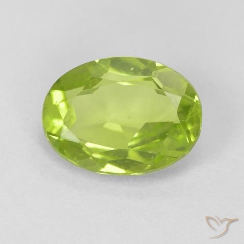 1.10ct Натуральный Ярко-зеленый Перидот, Овал, VVS-VS
