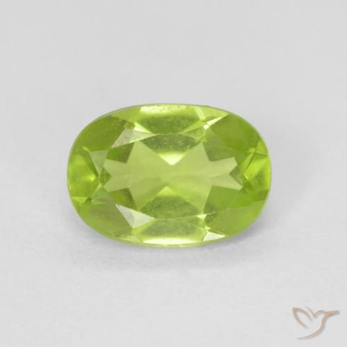 0.86ct Натуральный Ярко-зеленый Перидот, Овал, VVS-VS