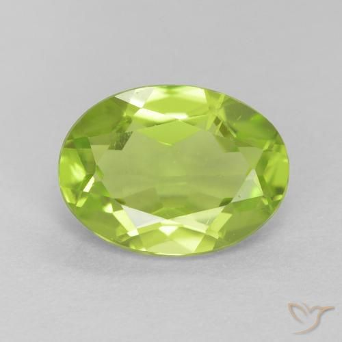 1.28ct Натуральный Ярко-зеленый Перидот, Овал, Чистота VS