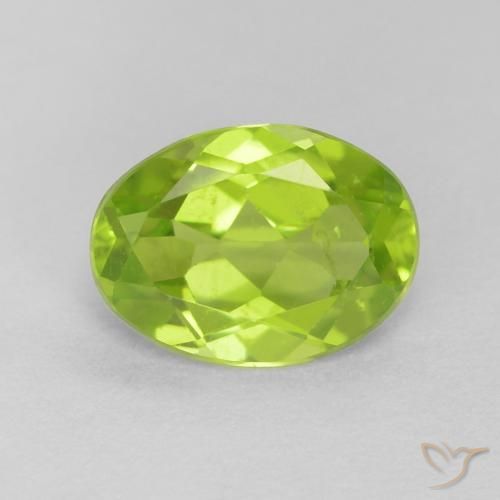 1.13ct Натуральный Ярко-зеленый Перидот, Овал, Чистота VS