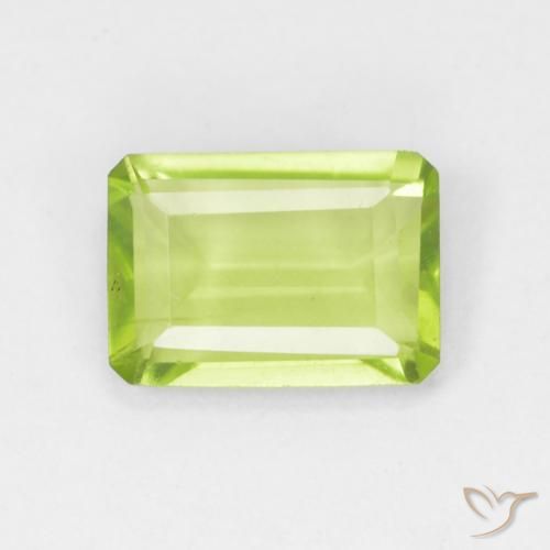 0.87ct Натуральный Ярко-зеленый Перидот, Изумрудная огранка, Чистота VS