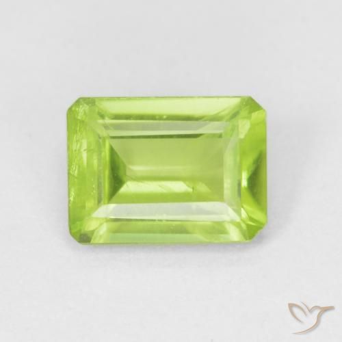 0.98ct Натуральный Желтовато-зеленый Перидот, Изумрудная огранка, Чистота VS