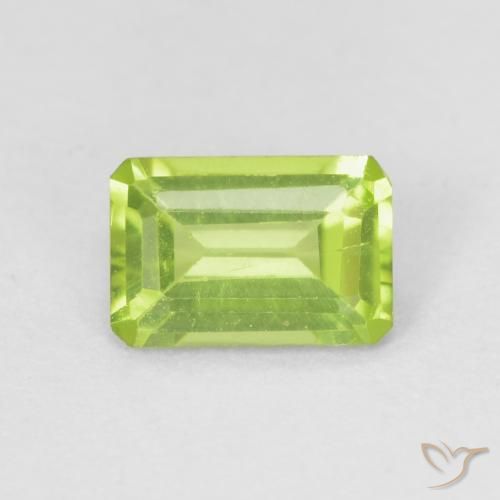 0.56ct Натуральный Ярко-зеленый Перидот, Изумрудная огранка, Чистота VS