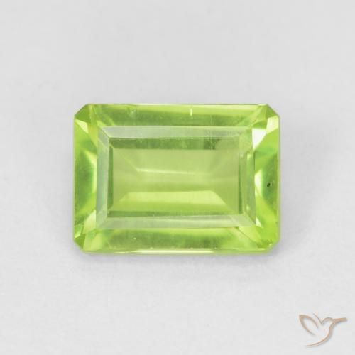 1.09ct Натуральный Ярко-зеленый Перидот, Изумрудная огранка, Чистота VS