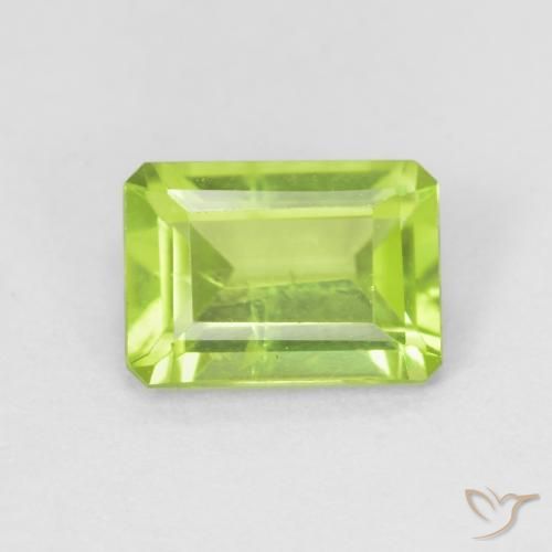 0.97ct Натуральный Ярко-зеленый Перидот, Изумрудная огранка, Чистота VS