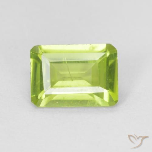 0.97ct Натуральный Ярко-зеленый Перидот, Изумрудная огранка, Чистота VS