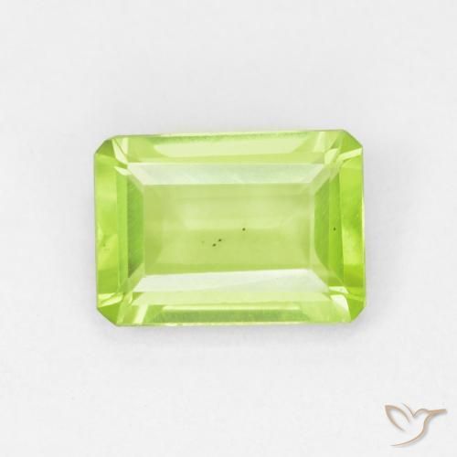 0.96ct Натуральный Средний зеленый Перидот, Изумрудная огранка, Чистота VVS