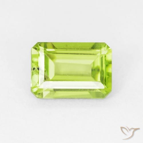 1.06ct Натуральный Ярко-зеленый Перидот, Изумрудная огранка, Чистота VS