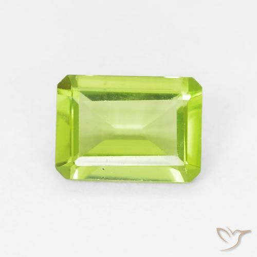 0.99ct Натуральный Ярко-зеленый Перидот, Изумрудная огранка, VVS-VS