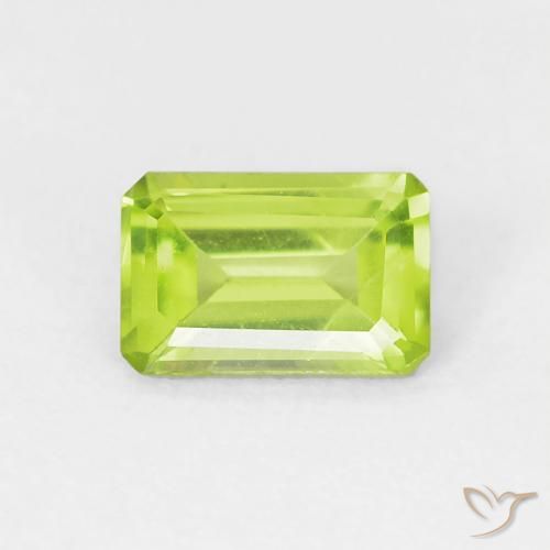 0.57ct Натуральный Ярко-зеленый Перидот, Изумрудная огранка, VVS-VS