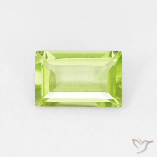 0.52ct Натуральный Ярко-зеленый Перидот, Огранка Багет, VVS-VS