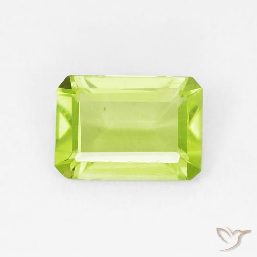 0.86ct Натуральный Ярко-зеленый Перидот, Изумрудная огранка, VVS-VS