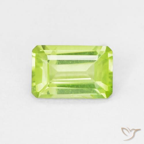 0.51ct Натуральный Ярко-зеленый Перидот, Изумрудная огранка, VVS-VS