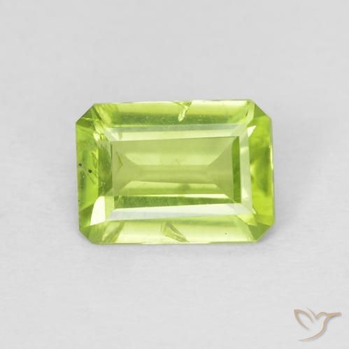 0.97ct Натуральный Желтовато-зеленый Перидот, Изумрудная огранка, Чистота VS