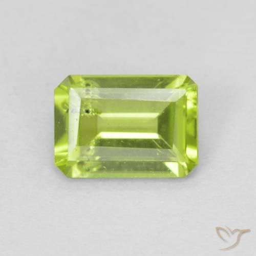 0.96ct Натуральный Ярко-зеленый Перидот, Изумрудная огранка, Чистота VS