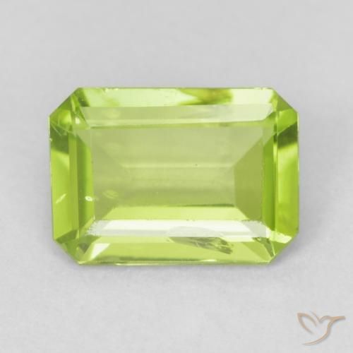 0.78ct Натуральный Ярко-зеленый Перидот, Изумрудная огранка, VS-SI