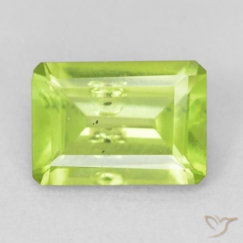 0.95ct Натуральный Желтовато-зеленый Перидот, Изумрудная огранка, VS-SI