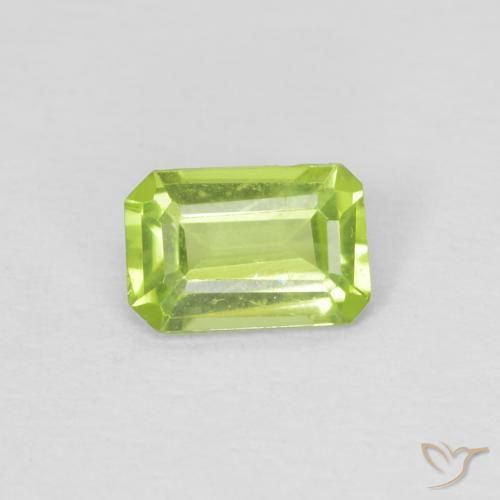 0.49ct Натуральный Средний зеленый Перидот, Изумрудная огранка, VVS-VS