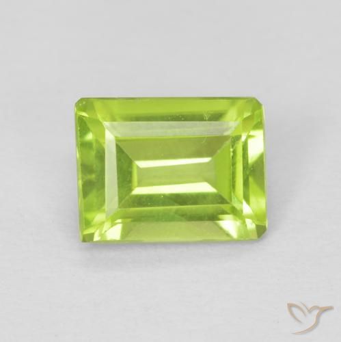 0.98ct Натуральный Ярко-зеленый Перидот, Изумрудная огранка, VVS-VS