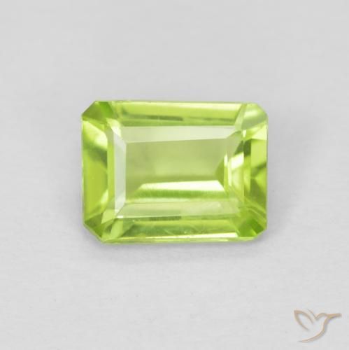 0.76ct Натуральный Ярко-зеленый Перидот, Изумрудная огранка, VVS-VS