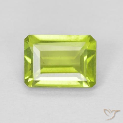 1.06ct Натуральный Ярко-зеленый Перидот, Изумрудная огранка, VVS-VS