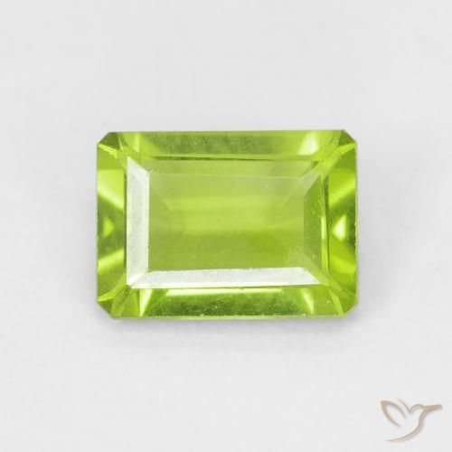 1.08ct Натуральный Ярко-зеленый Перидот, Изумрудная огранка, VVS-VS