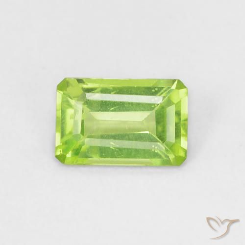 0.54ct Натуральный Желтовато-зеленый Перидот, Изумрудная огранка, Чистота VS