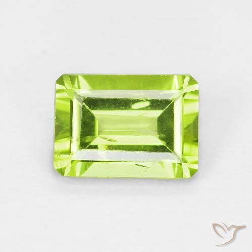 1.08ct Натуральный Средний зеленый Перидот, Изумрудная огранка, Чистота VS