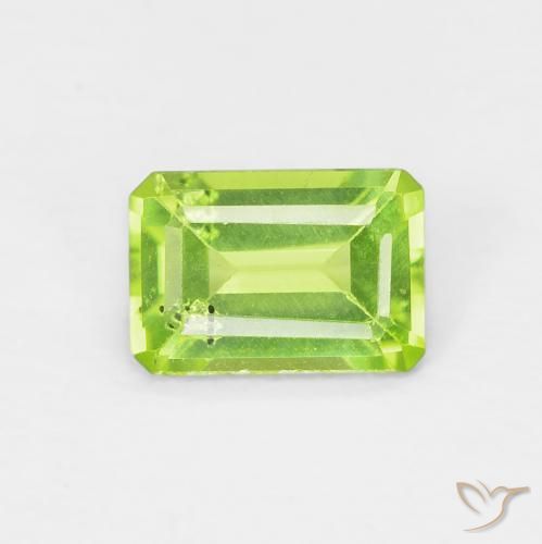 0.57ct Натуральный Желтовато-зеленый Перидот, Изумрудная огранка, Чистота VS