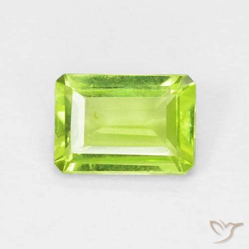 0.99ct Натуральный Желтовато-зеленый Перидот, Изумрудная огранка, Чистота VS