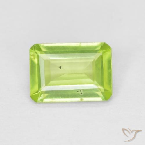0.84ct Натуральный Ярко-зеленый Перидот, Изумрудная огранка, Непрозрачный
