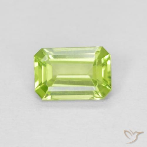 0.55ct Натуральный Ярко-зеленый Перидот, Изумрудная огранка, Чистота VS