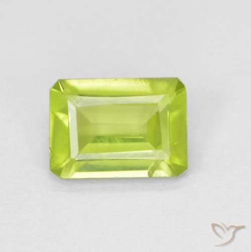 0.89ct Натуральный Ярко-зеленый Перидот, Изумрудная огранка, Чистота VS