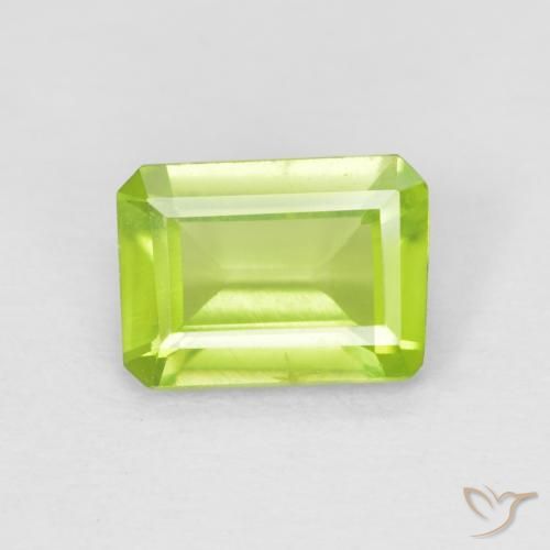 0.90ct Натуральный Ярко-зеленый Перидот, Изумрудная огранка, Чистота VS