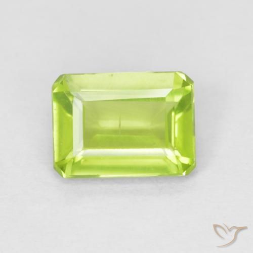 1.04ct Натуральный Ярко-зеленый Перидот, Изумрудная огранка, VVS-VS
