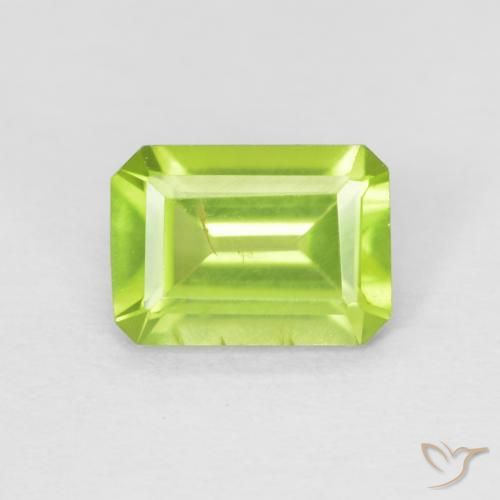 0.99ct Натуральный Ярко-зеленый Перидот, Изумрудная огранка, Чистота VS