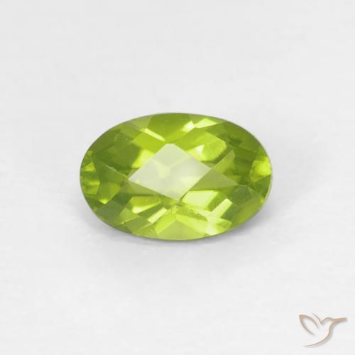 0.62ct Натуральный Ярко-зеленый Перидот, Овал, VVS-VS